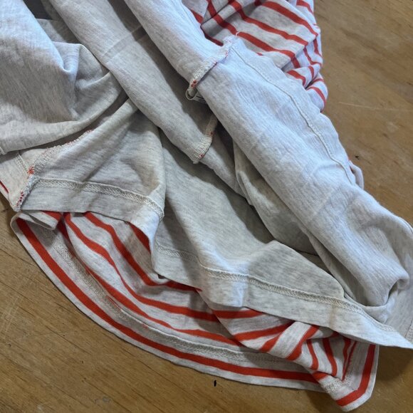 DEMYLEE Women’s Orange White Striped Side Slit Maxi Tshirt Cover Up Dress Sz L - Picture 7 of 11